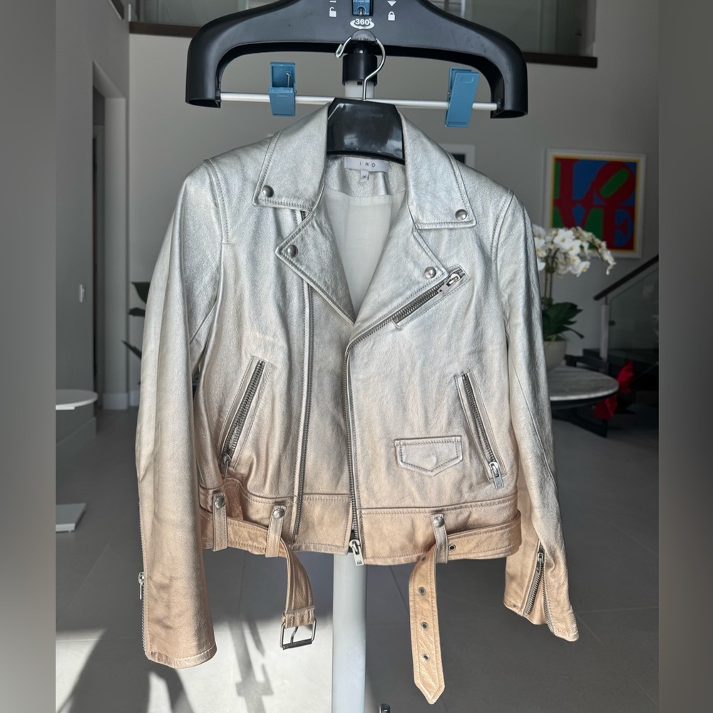 IRO Metallic Leather Biker Jacket